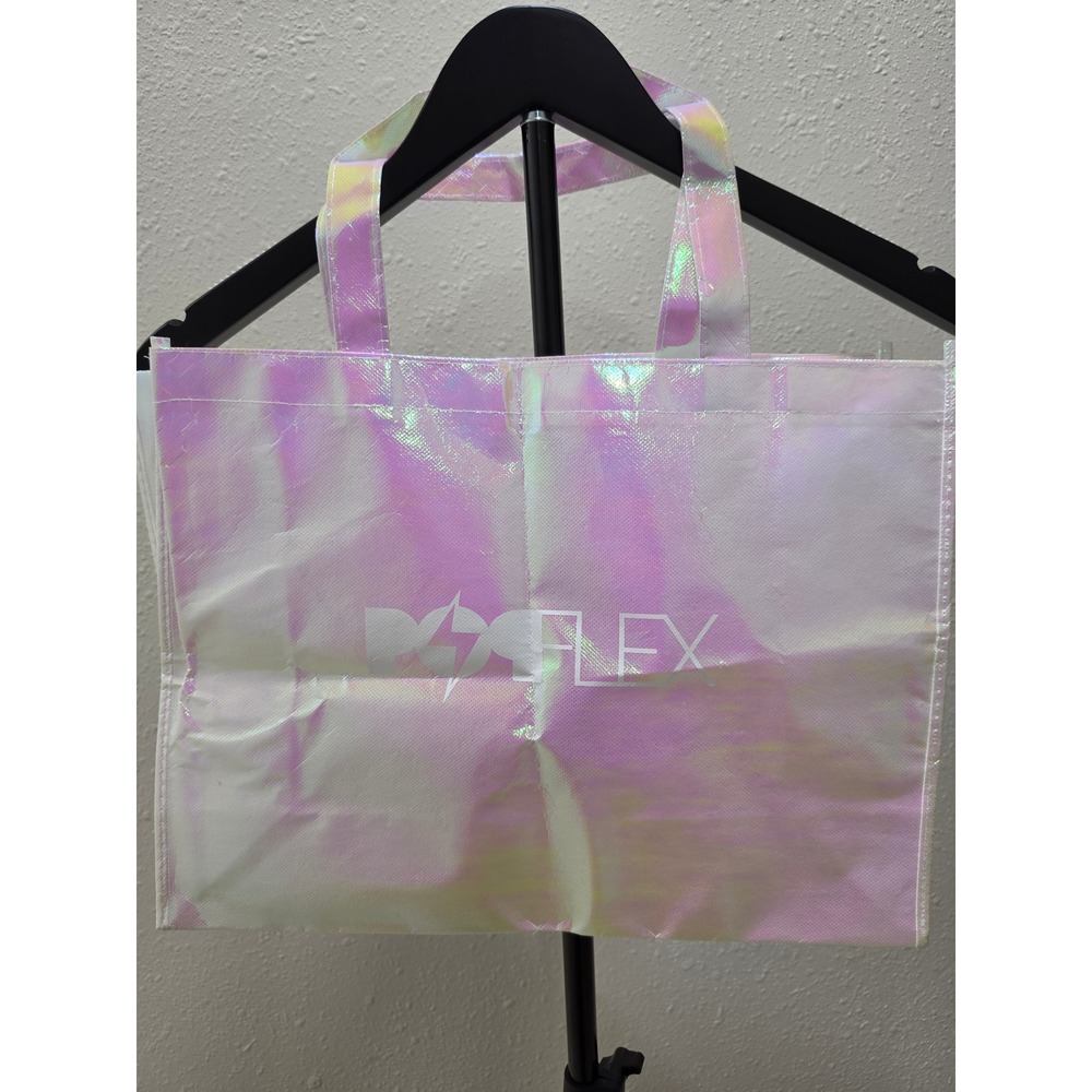 Popflex Iridescent Holographic Tote Bag Work Out But Make It Cute Pink Shimmer